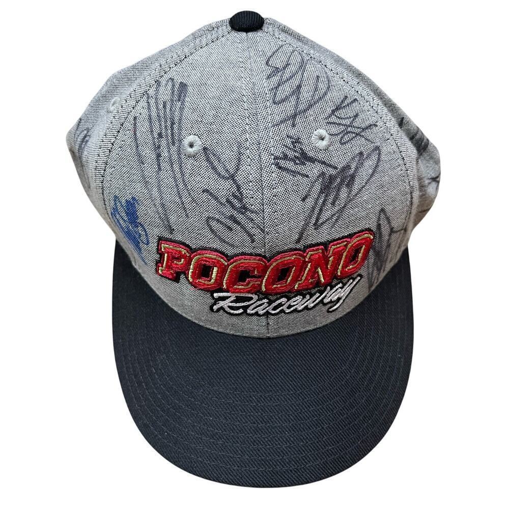 Pocono Raceway Multi Autographed Nascar Racing Trucker Snapback Hat Cap - Picture 3 of 9